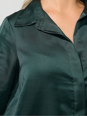 Yours Curve Green London Satin Open Collar Shirt - Image 4 of 6