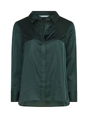 Yours Curve Green London Satin Open Collar Shirt - Image 5 of 6