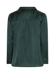 Yours Curve Green London Satin Open Collar Shirt - Image 6 of 6