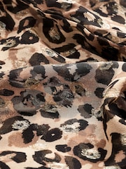 Brown Animal V-Neck Metallic Spot 3/4 Sleeve Blouse - Image 6 of 6