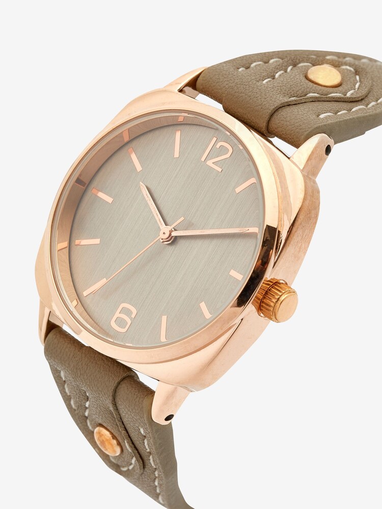 Brown Tab Detail Strap Watch - Image 3 of 3