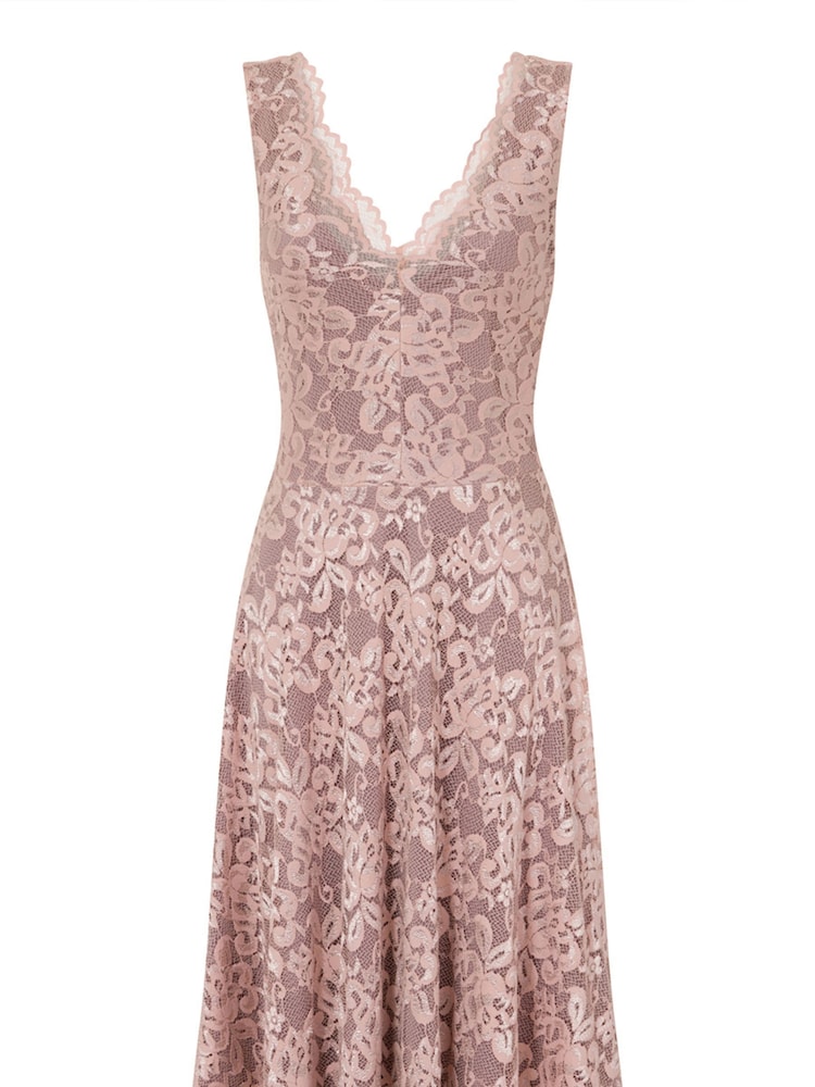 HotSquash Light Pink V-Neck Floral Lace Dress - Image 4 of 4