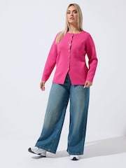 Yours Curve Pink Limited Compacted Knitted Cardigan - Image 2 of 7