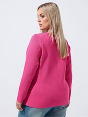 Yours Curve Pink Limited Compacted Knitted Cardigan - Image 4 of 7