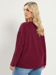 Yours Curve Red Oversized Long Sleeve Top - Image 3 of 6
