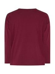 Yours Curve Red Oversized Long Sleeve Top - Image 6 of 6