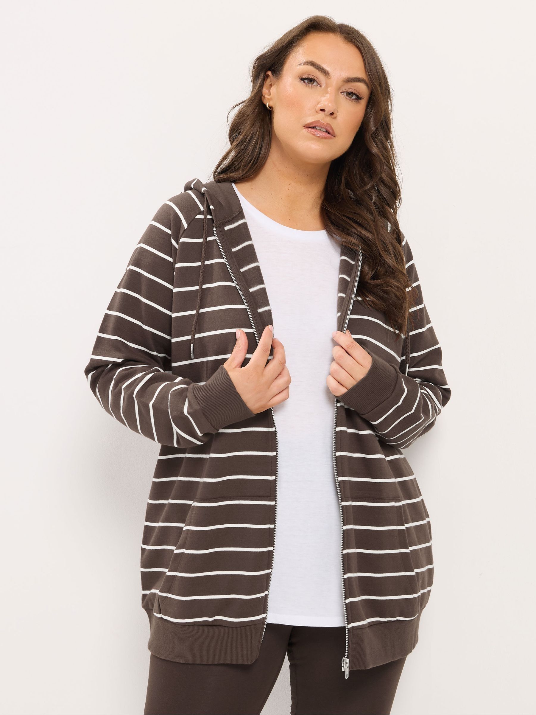 Yours Women's Brown Zip Through Hoodie In | Size: 30-32 - Image 7