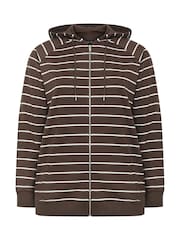 Yours Curve Brown Stripe Zip Through Hoodie - Image 5 of 6