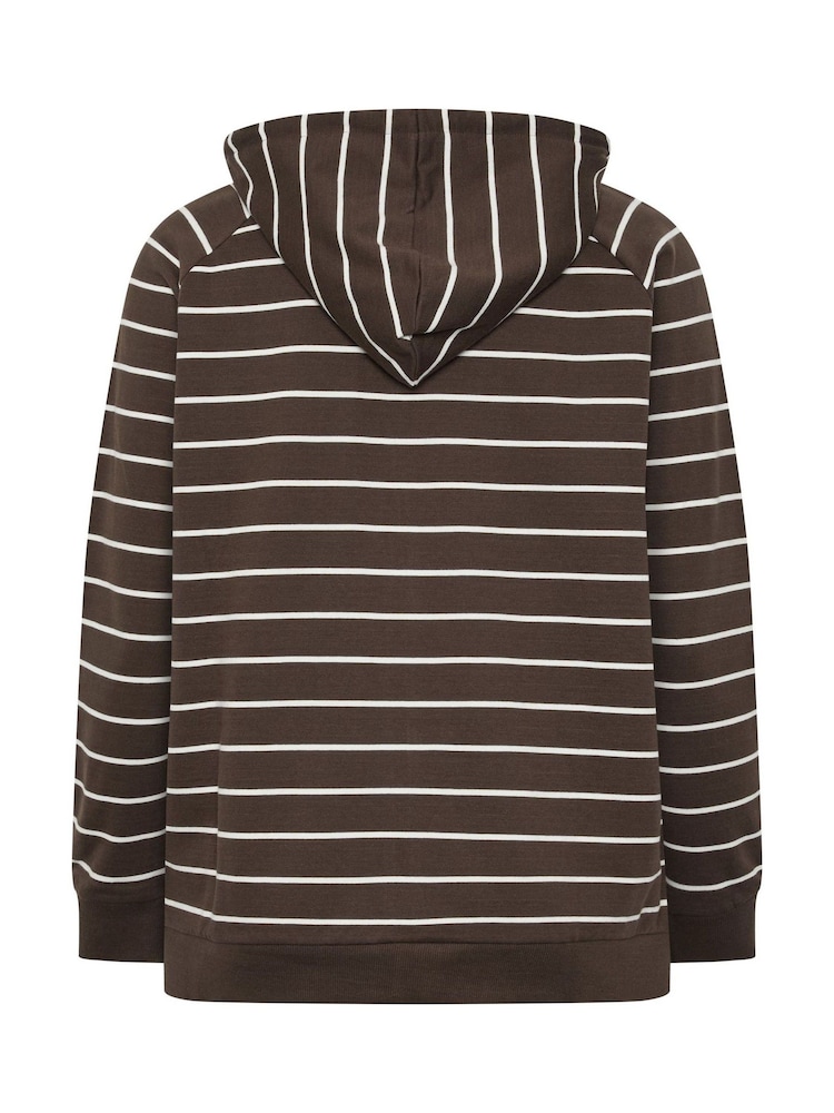 Yours Curve Brown Stripe Zip Through Hoodie - Image 6 of 6 Yours Curve Brown Stripe Zip Through Hoodie - Image 6 of 6