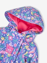 JoJo Maman Bébé Purple Bird Floral Cosy Waterproof Puddlesuit - Image 6 of 9