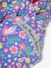 JoJo Maman Bébé Purple Bird Floral Cosy Waterproof Puddlesuit - Image 8 of 9