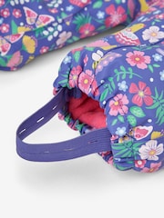JoJo Maman Bébé Purple Bird Floral Cosy Waterproof Puddlesuit - Image 9 of 9