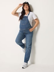 Long Tall Sally Blue Maternity Skinny Fit Dungarees - Image 1 of 6