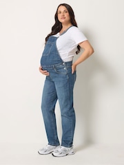Long Tall Sally Blue Maternity Skinny Fit Dungarees - Image 2 of 6