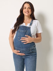 Long Tall Sally Blue Maternity Skinny Fit Dungarees - Image 4 of 6