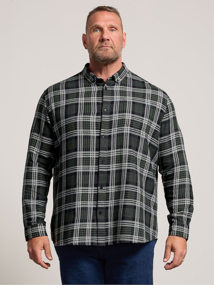 Verde - Camisa de Manga larga a cuadros BadRhino Big & Tall - Imagen 1 de 6