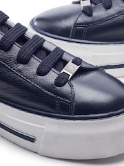 Moda in Pelle Blue Flissie Leather Zip And Lace Slab Sole Trainers - Image 3 of 4