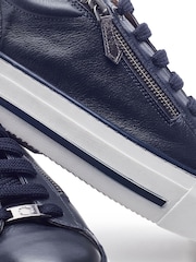 Moda in Pelle Blue Flissie Leather Zip And Lace Slab Sole Trainers - Image 4 of 4