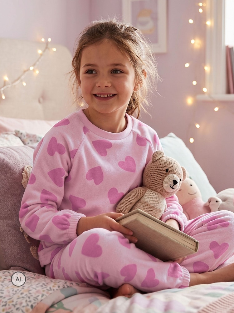 Harry Bear Pink Heart Fleece Pyjamas - Image 1 of 7