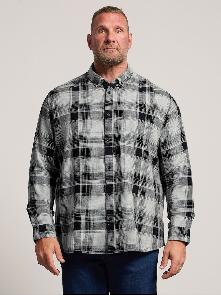 Negro - Camisa de Manga larga a cuadros BadRhino Big & Tall - Imagen 1 de 6