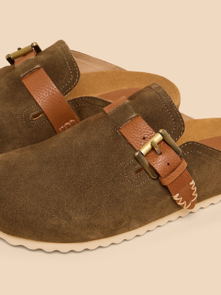 White Stuff Green Myrtle Suede Slip-On Mules - Image 4 of 4