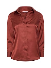 Yours Curve Orange London Satin Open Collar Shirt - Image 5 of 6