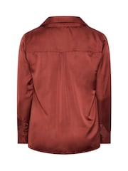 Yours Curve Orange London Satin Open Collar Shirt - Image 6 of 6