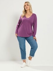 Yours Curve Brown Long Sleeve Core T-Shirts 2 Pack - Image 4 of 7