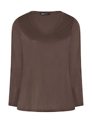 Yours Curve Brown Long Sleeve Core T-Shirts 2 Pack - Image 6 of 7