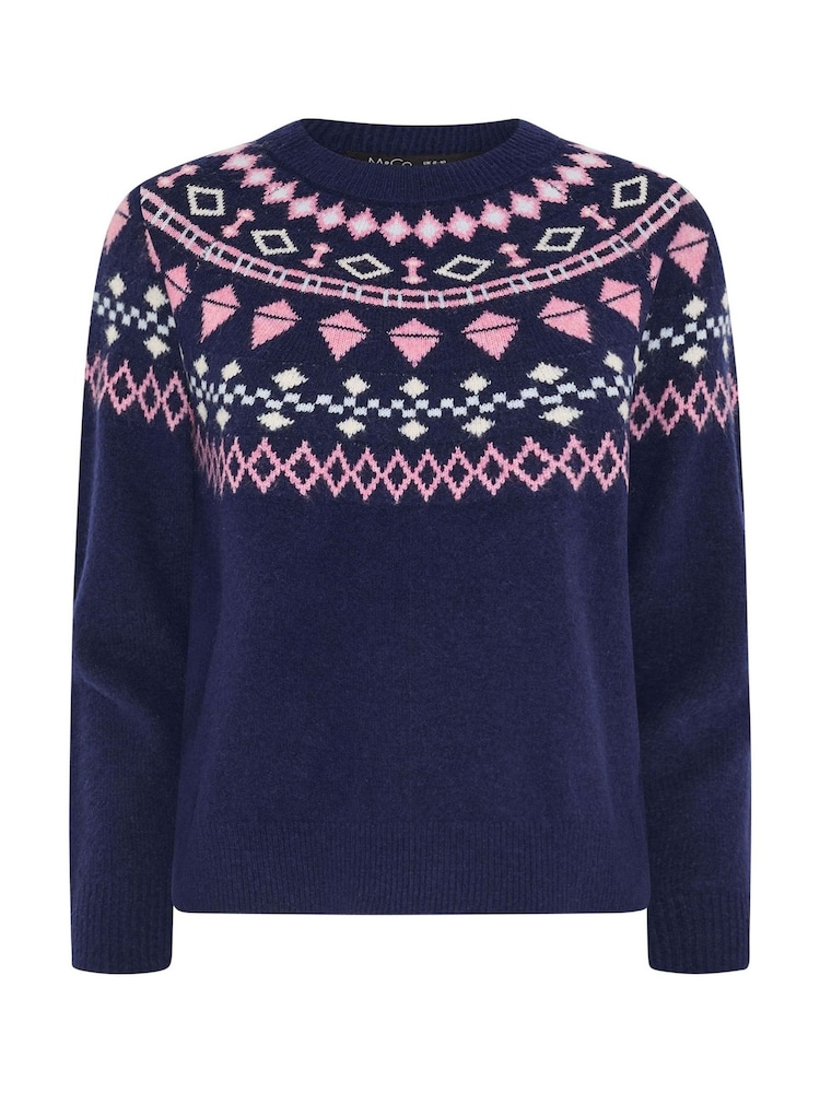 M&Co Blue Petite Fairisle Jumper - Image 5 of 5 M&Co Blue Petite Fairisle Jumper - Image 5 of 5