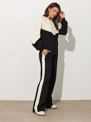 Long Tall Sally Black Contrast Stripe Joggers - Image 1 of 5