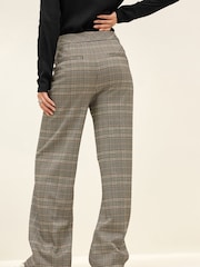 Neutral Checkered Ponte Button Wide Leg Trousers - Image 1 of 7
