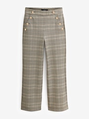 Neutral Checkered Ponte Button Wide Leg Trousers - Image 2 of 7