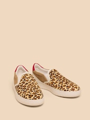 White Stuff Brown Primrose Leather Print Slip-On Trainers - Image 2 of 5