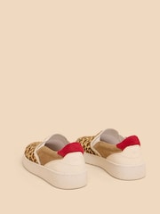 White Stuff Brown Primrose Leather Print Slip-On Trainers - Image 3 of 5