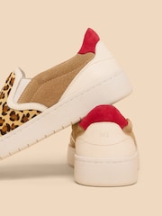 White Stuff Brown Primrose Leather Print Slip-On Trainers - Image 4 of 5