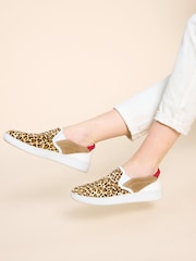 White Stuff Brown Primrose Leather Print Slip-On Trainers - Image 5 of 5
