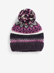 Lila - Norweger-Strickmütze mit Bommel (3 Monate bis 13 Jahre) - Bild 1 von 2