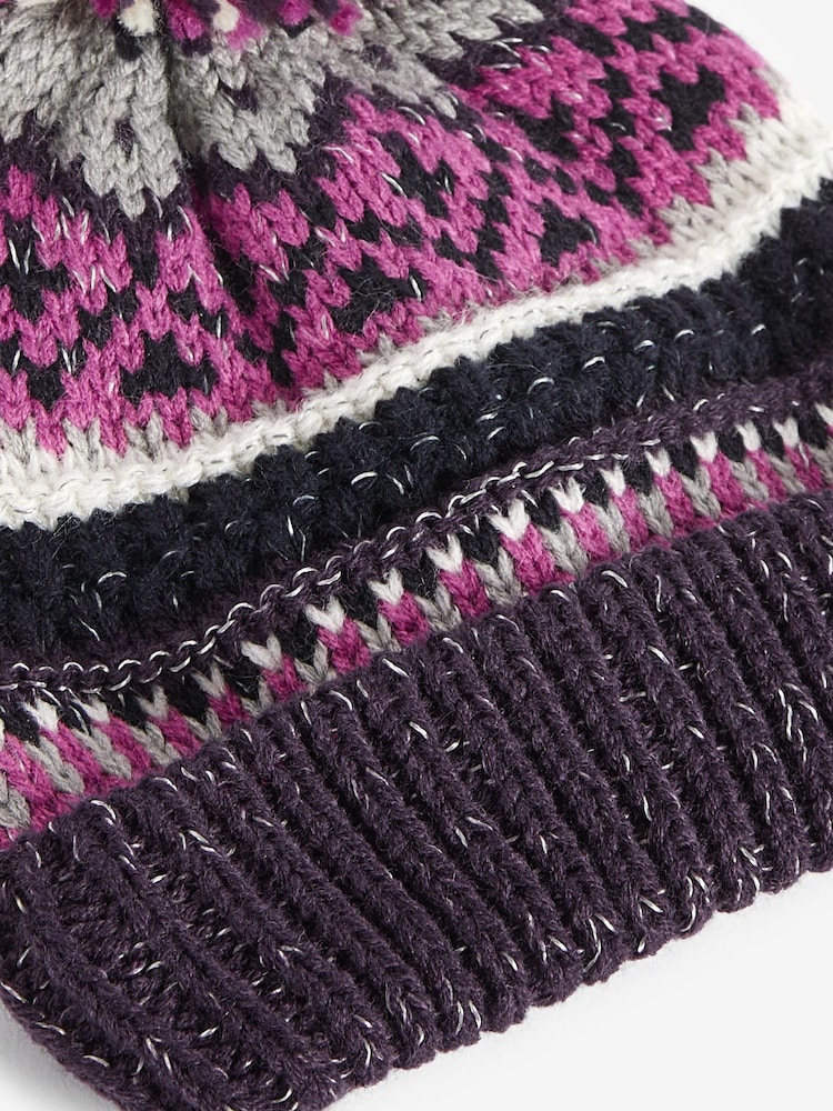 Lila - Norweger-Strickmütze mit Bommel (3 Monate bis 13 Jahre) - Bild 2 von 2