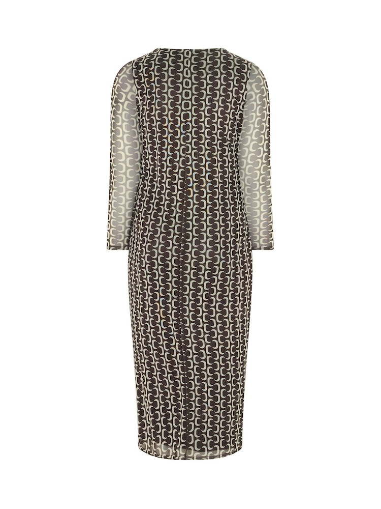 Yours Curve Brown London Geometric Mesh Side Twist Dress - Image 6 of 6 Yours Curve Brown London Geometric Mesh Side Twist Dress - Image 6 of 6