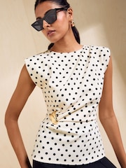 Friends Like These Black/White Bold Shoulder Hardware Top - Image 1 of 5