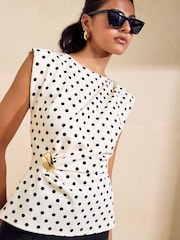 Friends Like These Black/White Bold Shoulder Hardware Top - Image 5 of 5