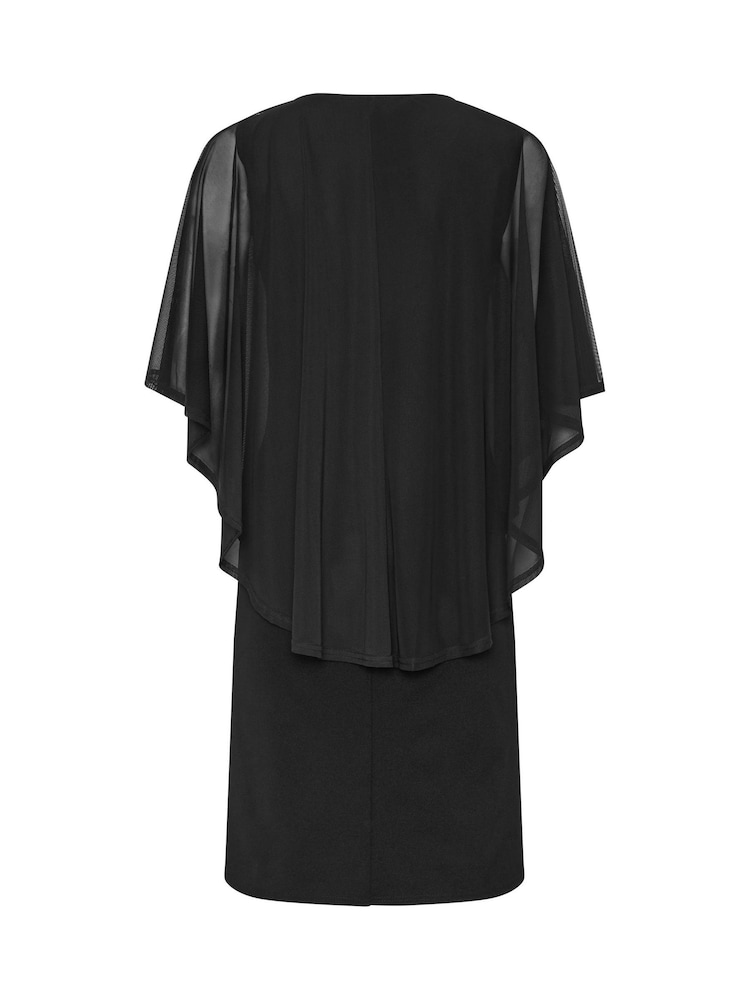 M&Co Black Mesh Cape Dress - Image 6 of 6 M&Co Black Mesh Cape Dress - Image 6 of 6
