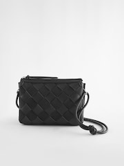Black Weave Multi Compartment Cross-Body Bag - Image 2 of 7