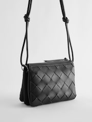 Black Weave Multi Compartment Cross-Body Bag - Image 3 of 7