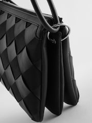 Black Weave Multi Compartment Cross-Body Bag - Image 5 of 7