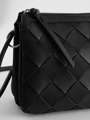 Black Weave Multi Compartment Cross-Body Bag - Image 6 of 7
