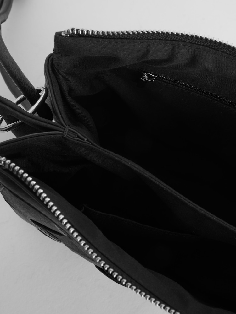 Black Weave Multi Compartment Cross-Body Bag - Image 7 of 7