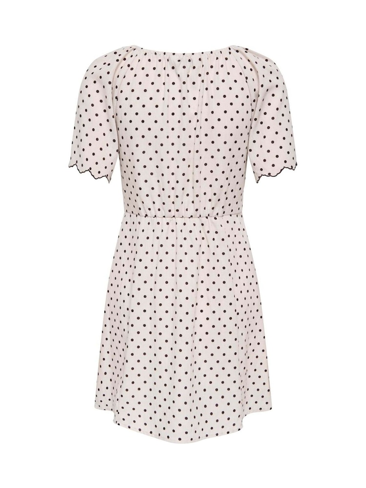 ONLY Black White Polka Dot Linen Look Short Dress - Image 6 of 6 ONLY Black White Polka Dot Linen Look Short Dress - Image 6 of 6