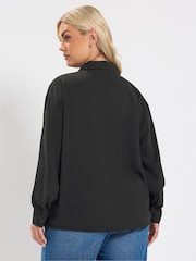 Yours Curve Black Utility Bubble Hem Shirt - Image 3 of 6